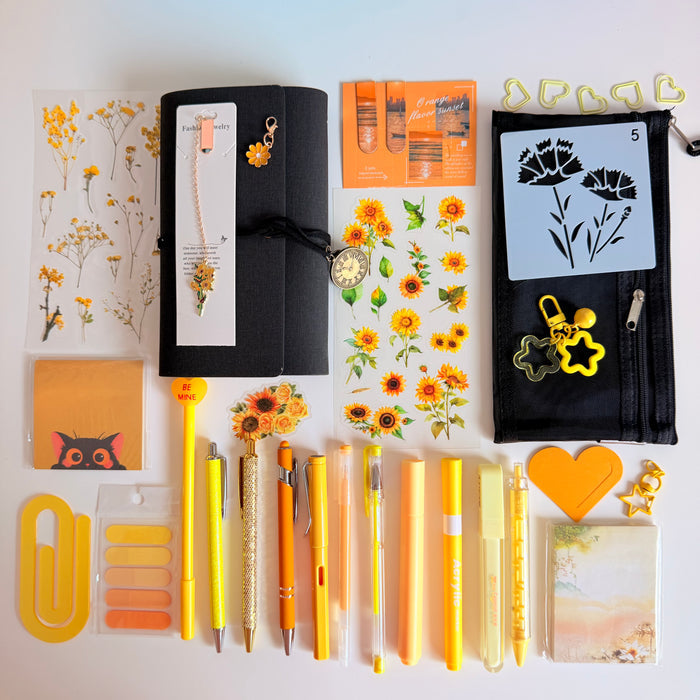 Sunflower Stationery Set with Black Notebook