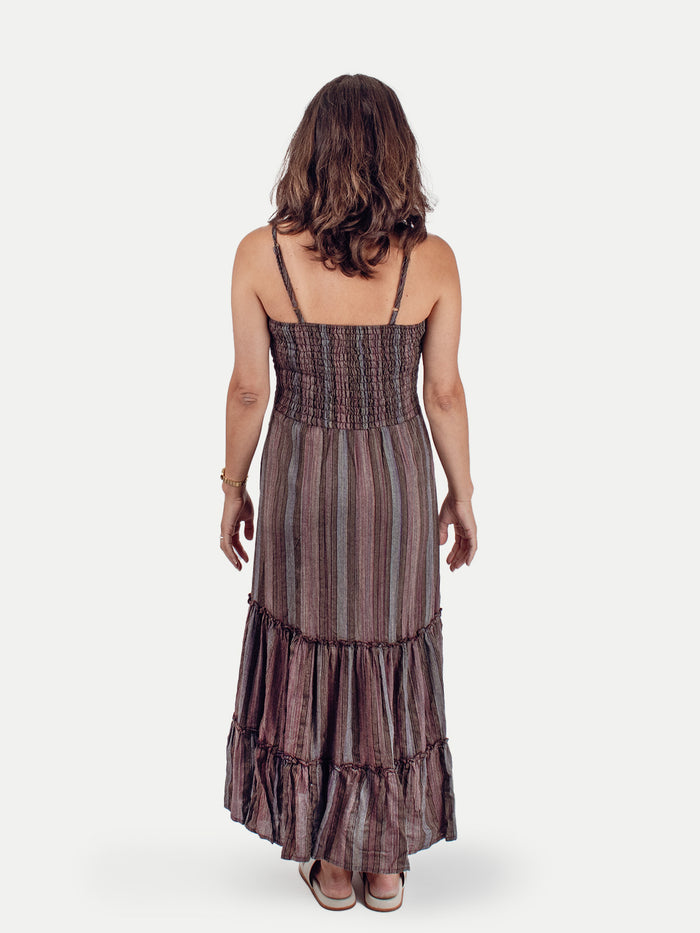 Cotton Tiered Maxi Dress | Agate Stripe-Image 3