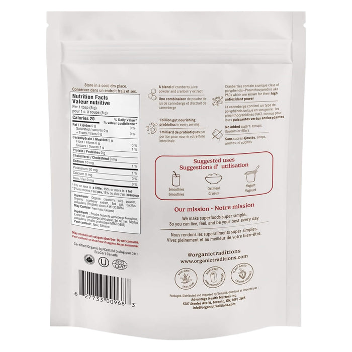 Organic Traditions Daily Cranberry+ Back