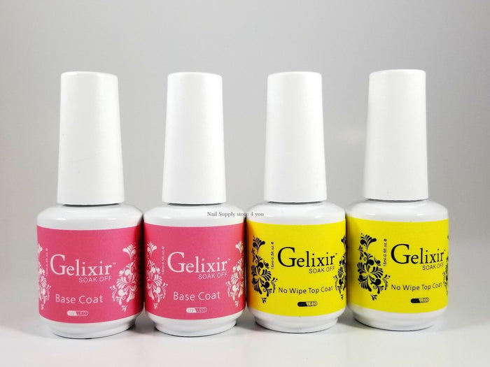 GELIXIR - Soak Off Gel - Base No-wipe Top Coat - .5 Oz / 15 mL - Choose Bundle