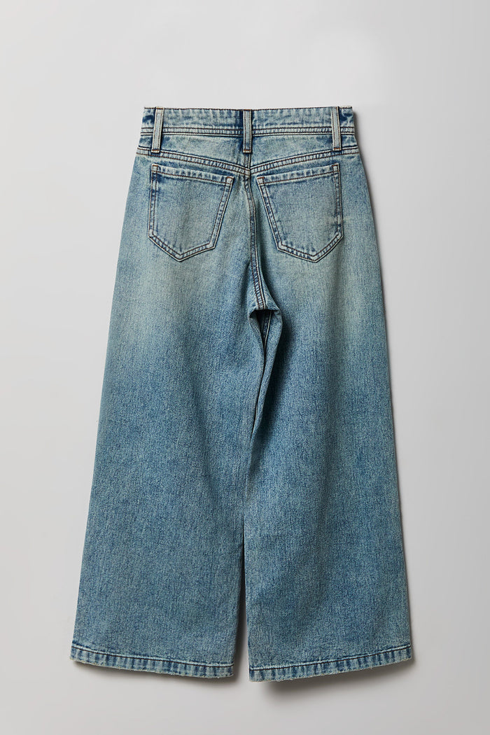 Girls High Rise Wide Leg Jean