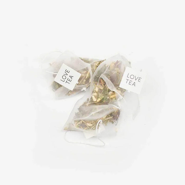 Love Tea Immunity Pyramid Tea Bags, herbal blend with echinacea root, ginger, and rosehip.