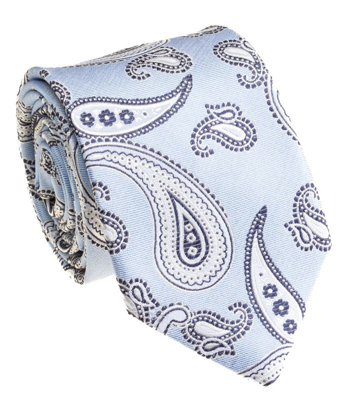 Light Blue paisley patterned tie