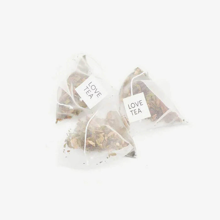 Love Tea Liver Cleanse Pyramid Tea Bags, blend of organic herbs to support liver function and detox.