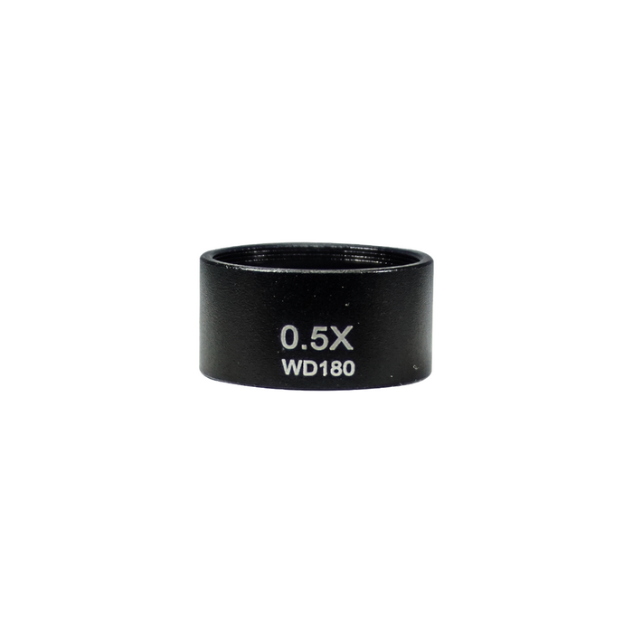 Objective Working Distance 180mm 0.5X Objective, SKU MZ19034211, three quarter front view