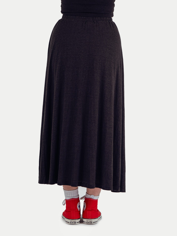 Organic Hemp Bamboo Maxi Skirt | Black-Image 3