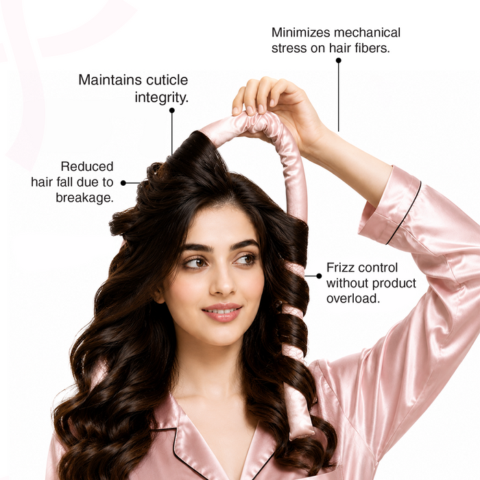 Overnight Hair Recovery System – Silk Pillowcase, Heatless Curler, Scrunchies & Clip Set