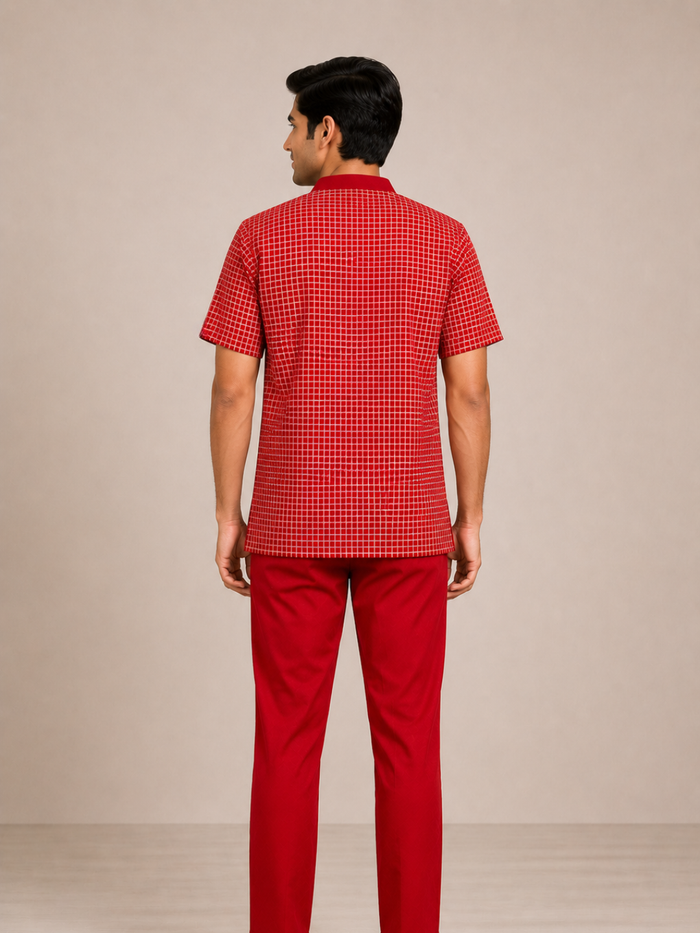 RED V NECK PATIENT DRESS FOR MEN