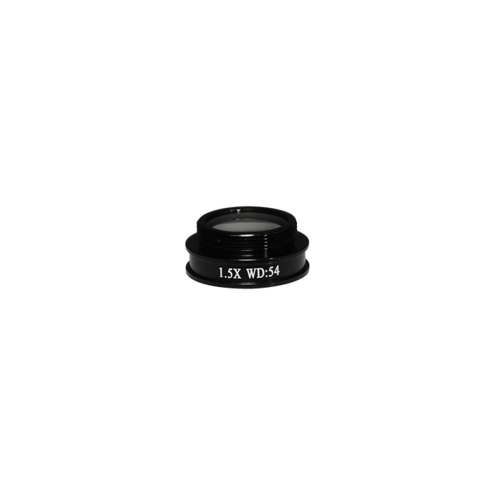1.5X Achromatic Microscope Objective Lens for MZ0801 Video Zoom Microscope 20.3mm, 4/5in., SKU MZ08014511, three quarter front view