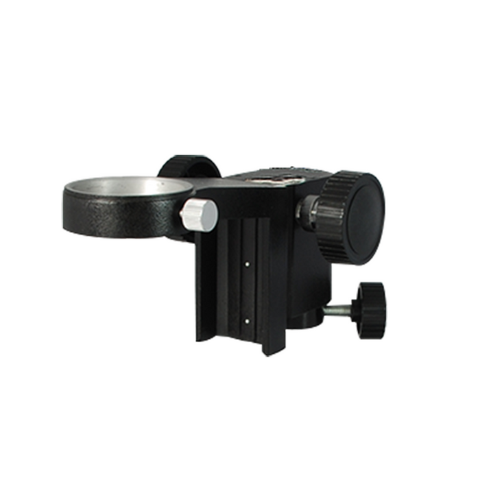 50mm E-Arm, Microscope Coarse Focus Block, 25mm Post Hole, SKU SA19041101, three quarter front view