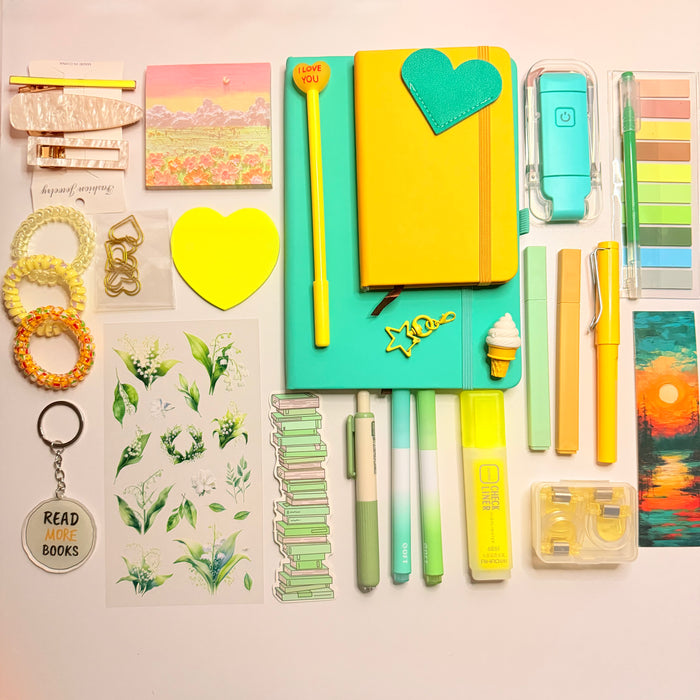 Turquoise & Yellow Aesthetic Stationery Set