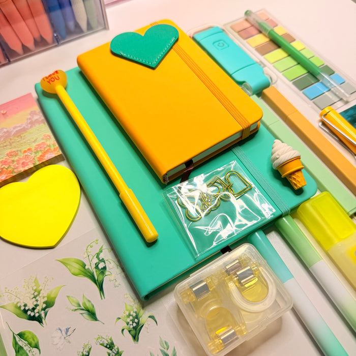 Turquoise & Yellow Aesthetic Stationery Set