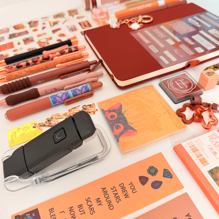 Cozy Brown Stationery Set | Notebook, Pens, Stickers & Accessories