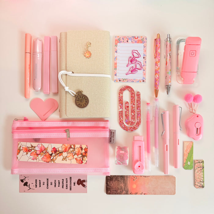 Beige & Soft Pink Floral Stationery Set