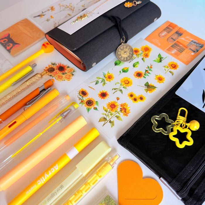 Sunflower Stationery Set with Black Notebook