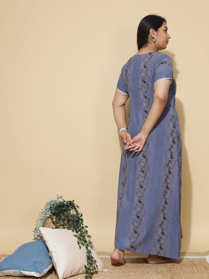 Trendy Denim Blue Maxi Nighty for Women