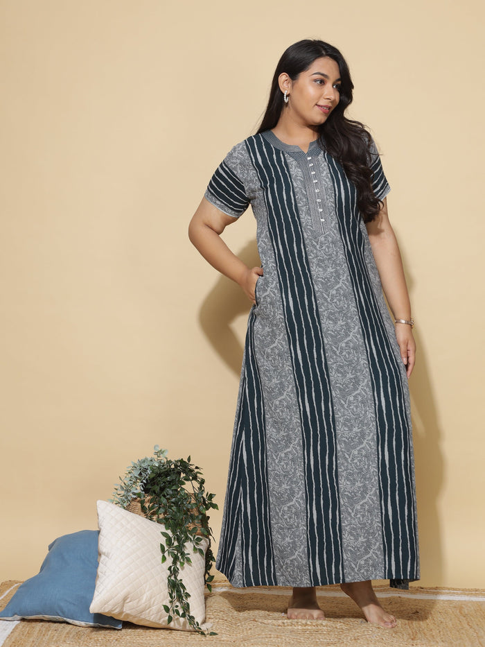 Trendy Green Maxi Nighty for Women