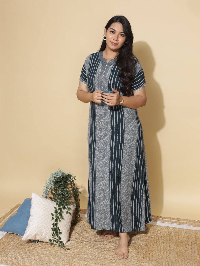 Trendy Green Maxi Nighty for Women