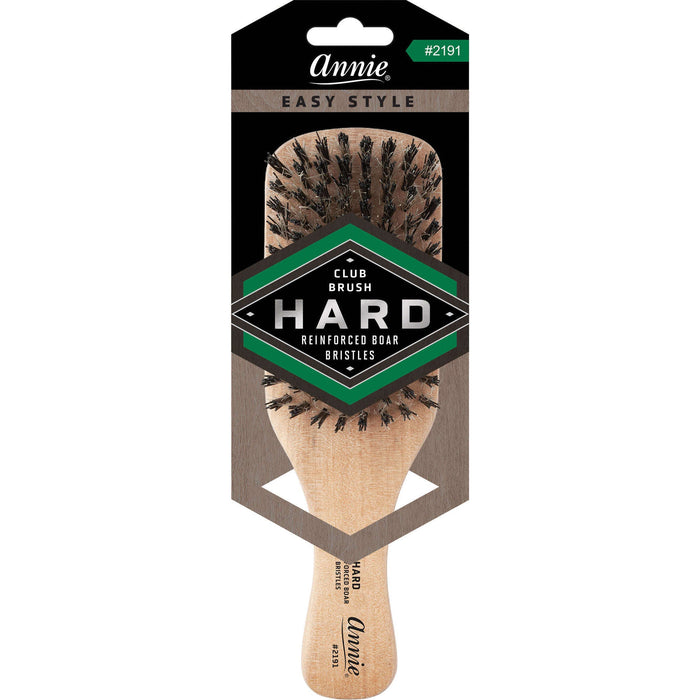 Annie Easy Style Hard Club Brush Boar & Nylon Bristle, 1 Count, Light Brown