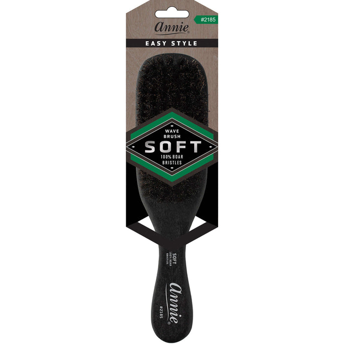 Annie Easy Style Soft Wave Brush, 100% Boar Bristle, Black