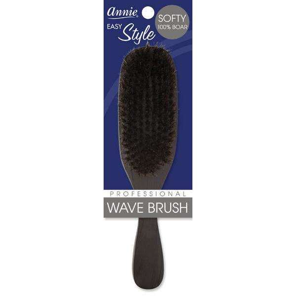 Annie Easy Style Soft Wave Brush, 100% Boar Bristle, Black