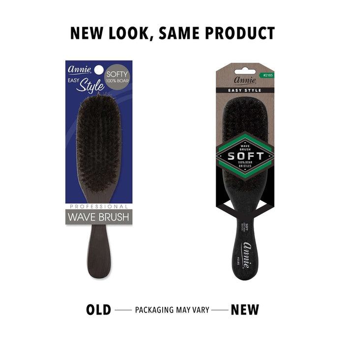 Annie Easy Style Soft Wave Brush, 100% Boar Bristle, Black