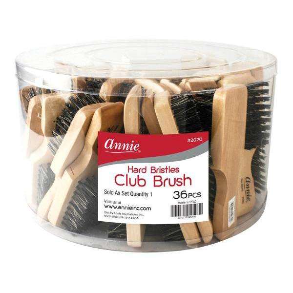 Annie Hard Mini Club Boar & Nylon Bristle Brush, 36 Count Bulk Men's Brushes, Light Brown