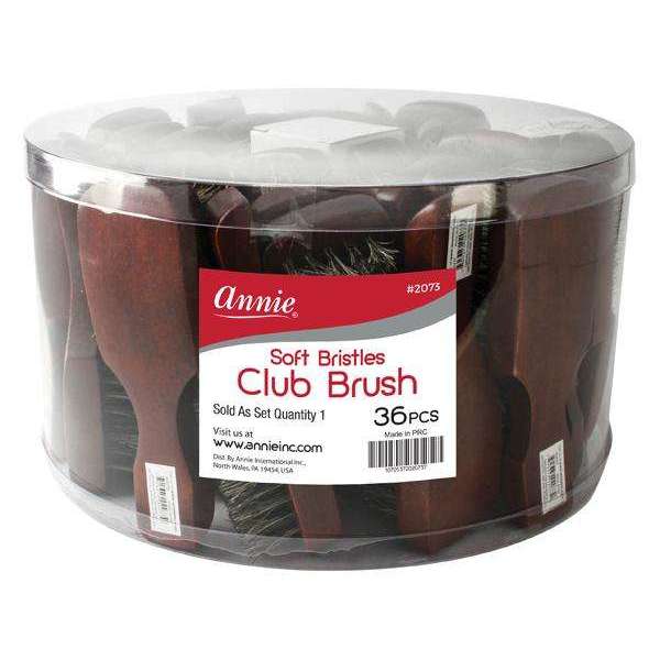 Annie Soft Mini Club Board Bristle Brush Display, 36 Count Bulk Men's Brushes, Dark Brown