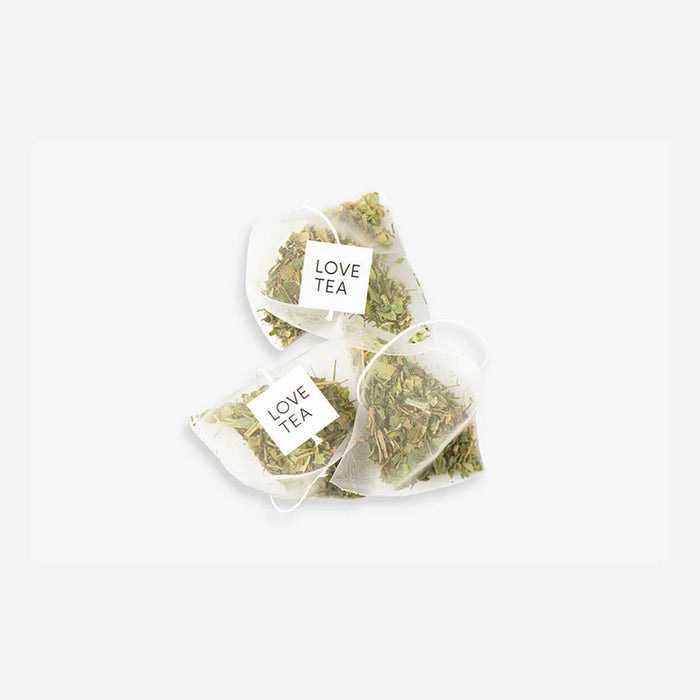 Love Tea Australian Botanical pyramid tea bags, herbal blend inspired by Australian botanicals.