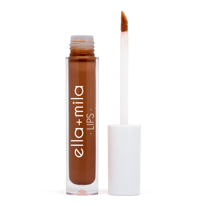Bear with Me rich brown liquid lipstick tube with applicator wand – ella+mila Lips