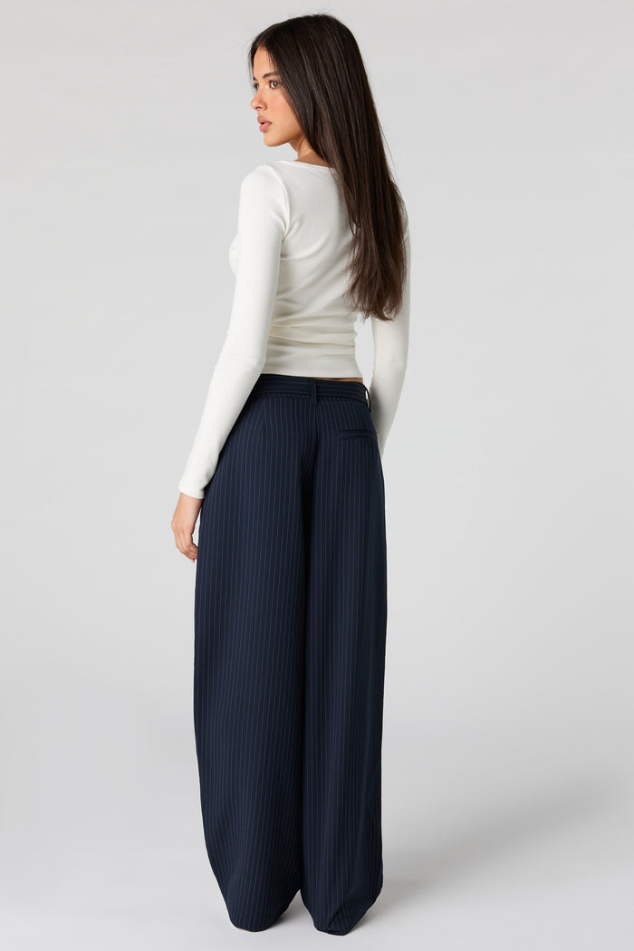 Belted Wide Leg Dress Pant