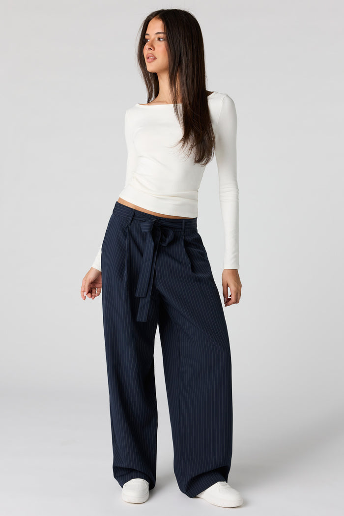 Belted Wide Leg Dress Pant