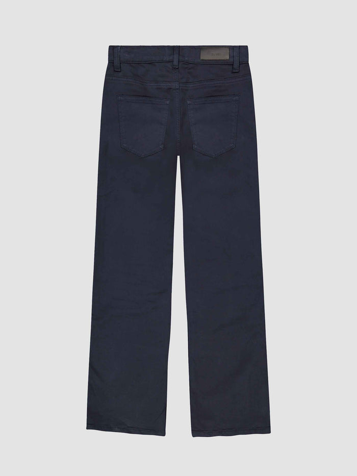 DL1961 boys' Benji Straight pants in dark navy 'Marine', flat back view.