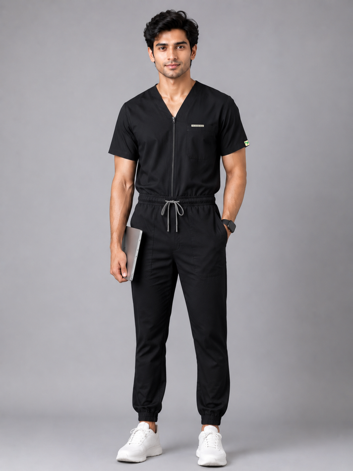 BLACK SWASTHYA SUTRA JOGGER JUMPSUIT FOR MEN
