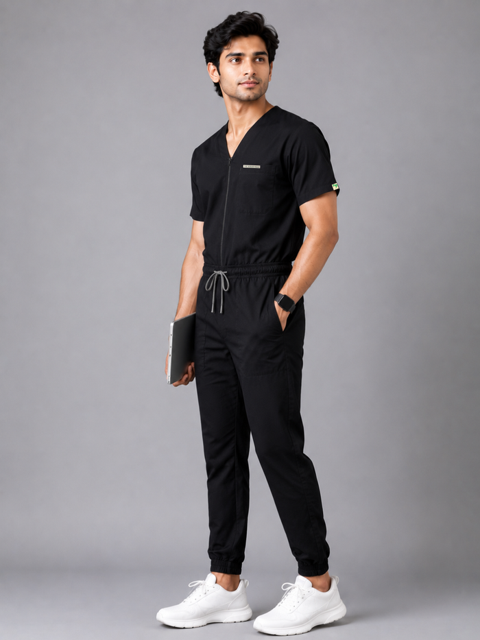 BLACK SWASTHYA SUTRA JOGGER JUMPSUIT FOR MEN
