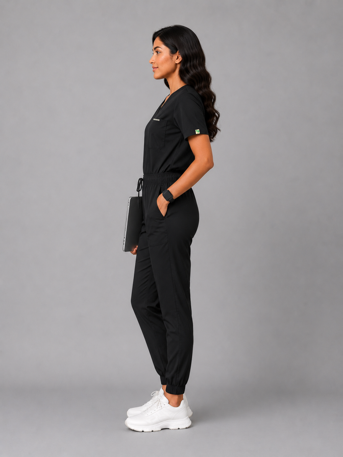 BLACK SWASTHYA SUTRA JOGGER JUMPSUIT FOR WOMEN