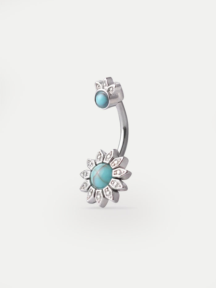 Bloom Navel Barbell 14G | Turquoise-Image 1