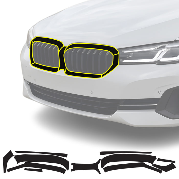 BMW 5 Series 2018-2023 Blackout Chrome Delete Kit – Precut Gloss Black Vinyl Overlays