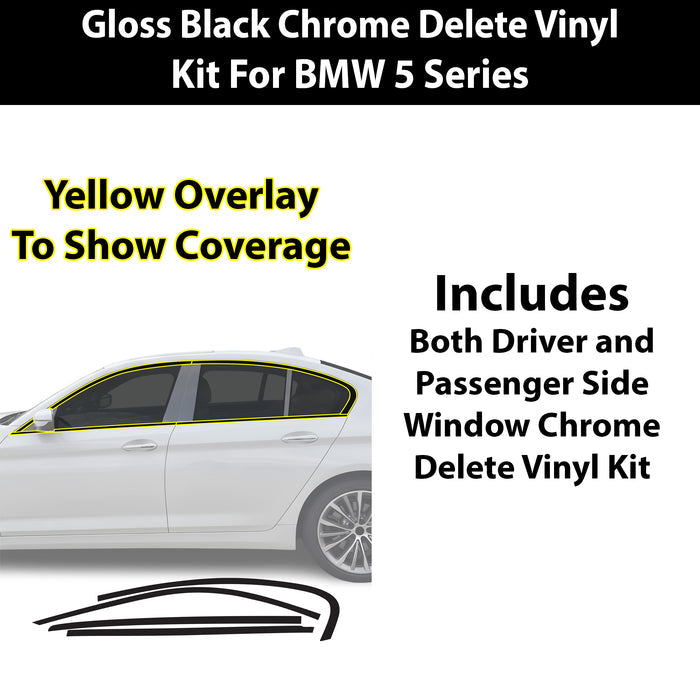 BMW 5 Series 2018-2023 Blackout Chrome Delete Kit – Precut Gloss Black Vinyl Overlays