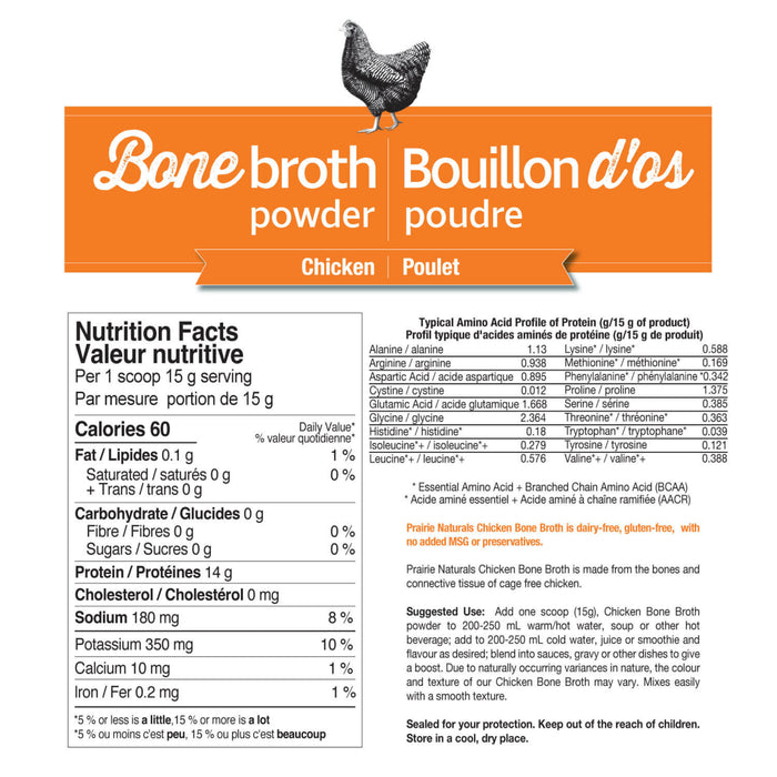 Prairie Naturals Chicken Bone Broth Information