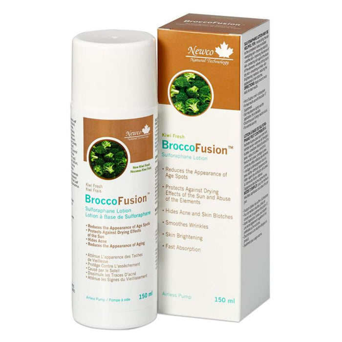 Box & Bottle of Newco BroccoFusion SulforaphaneLotion Kiwi 150ml