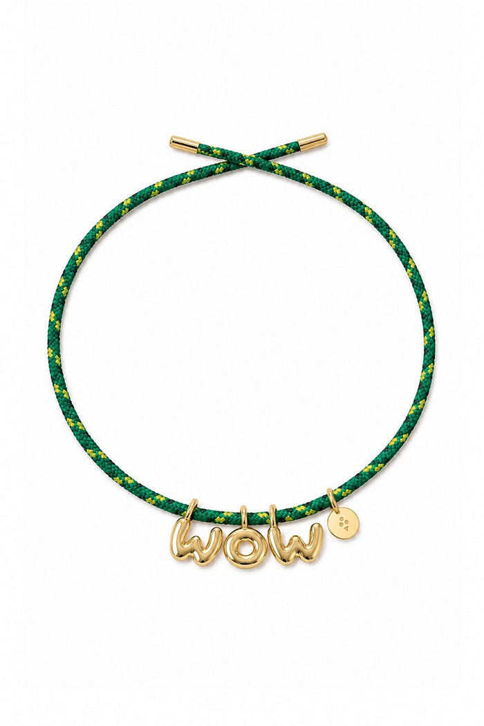 BUBBLE LETTERS GOLD PLATED RIBBON NECKLACE   BAG CHARM