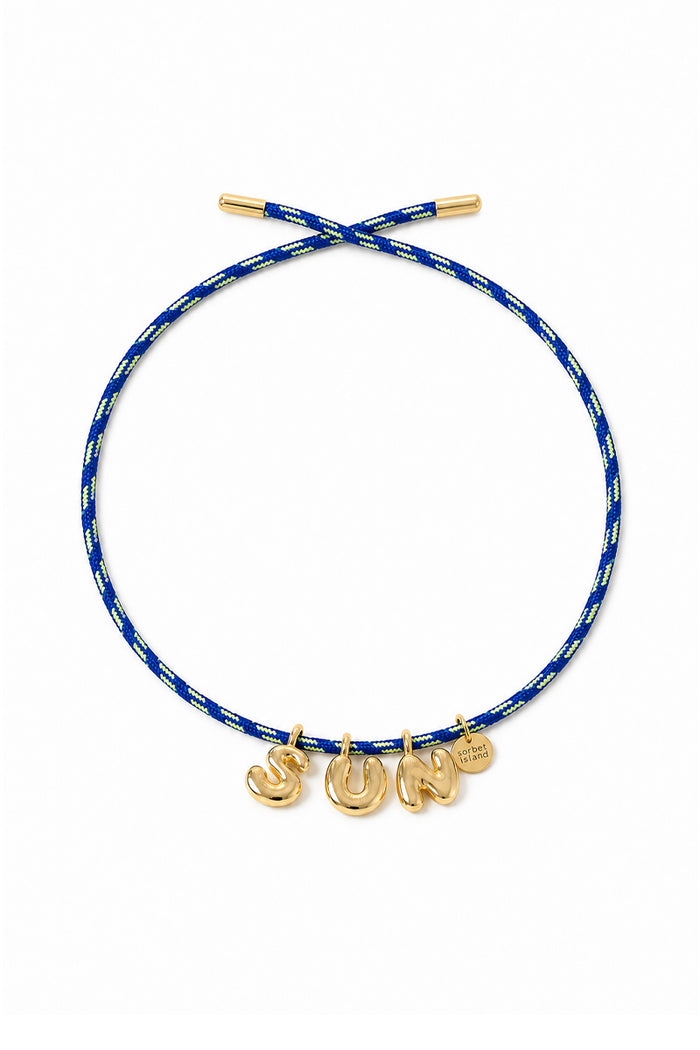 BUBBLE LETTERS GOLD PLATED RIBBON NECKLACE   BAG CHARM