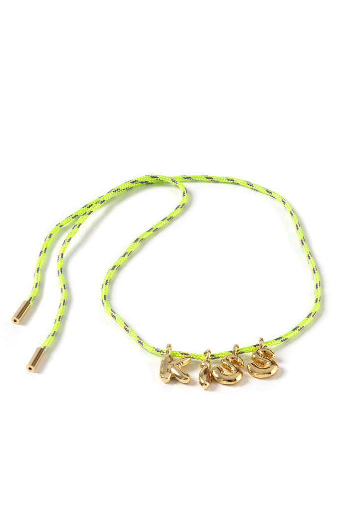 BBLN0007 bubble letters necklace lime