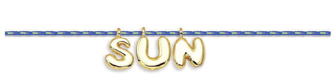BUBBLE LETTERS GOLD PLATED RIBBON NECKLACE   BAG CHARM