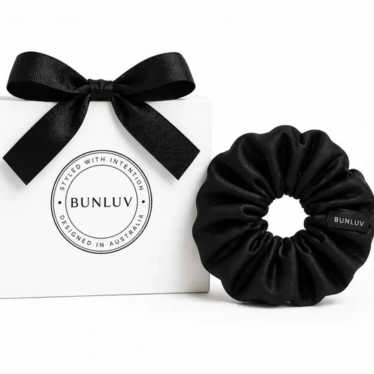 BUNLUV Mulberry Silk Scrunchie Black