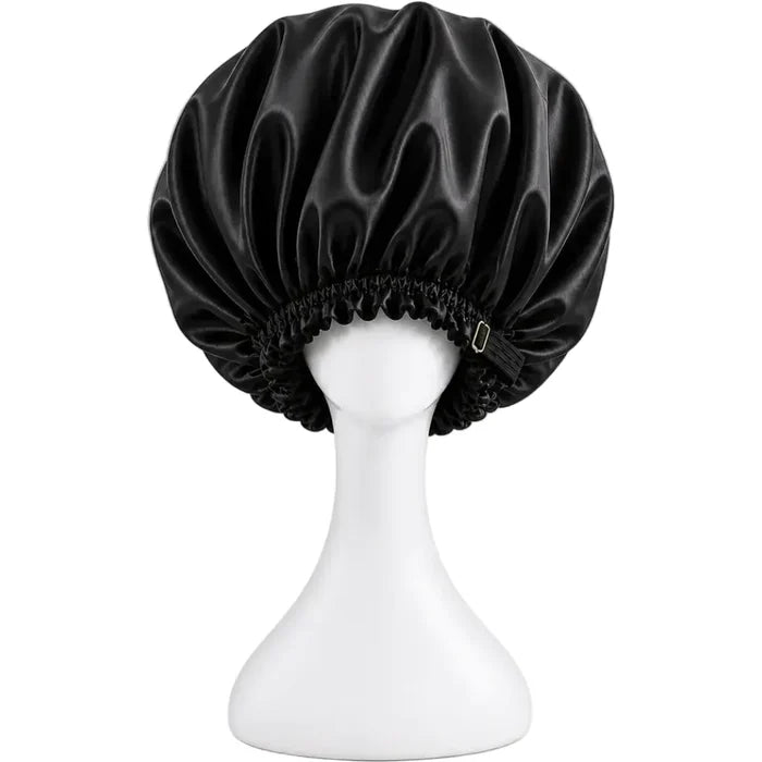 BUNLUV Oversized Satin Sleep Bonnet Black