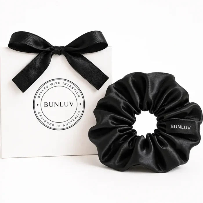 BUNLUV Satin Scrunchie Black