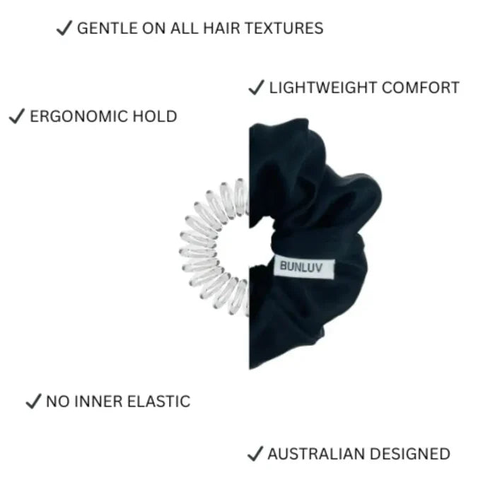BUNLUV Satin Scrunchie Black