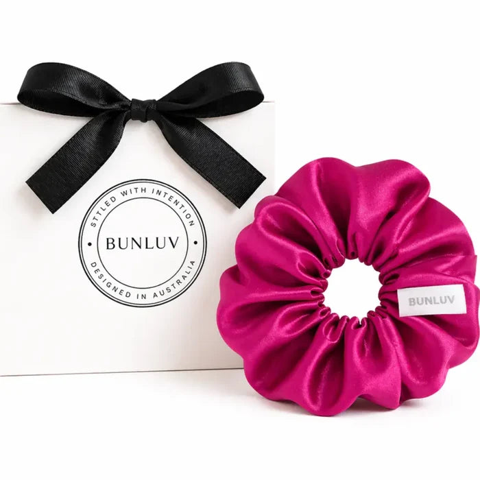 BUNLUV Satin Scrunchie Hot Pink